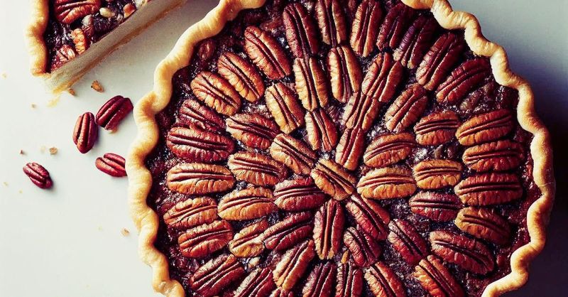 A whole pecan pie